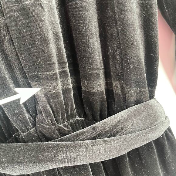 ELOQUII Jumpsuit Size 18 NWT Black Velvet Tie Belt Wide Leg Cocktail Evening - Picture 8 of 16